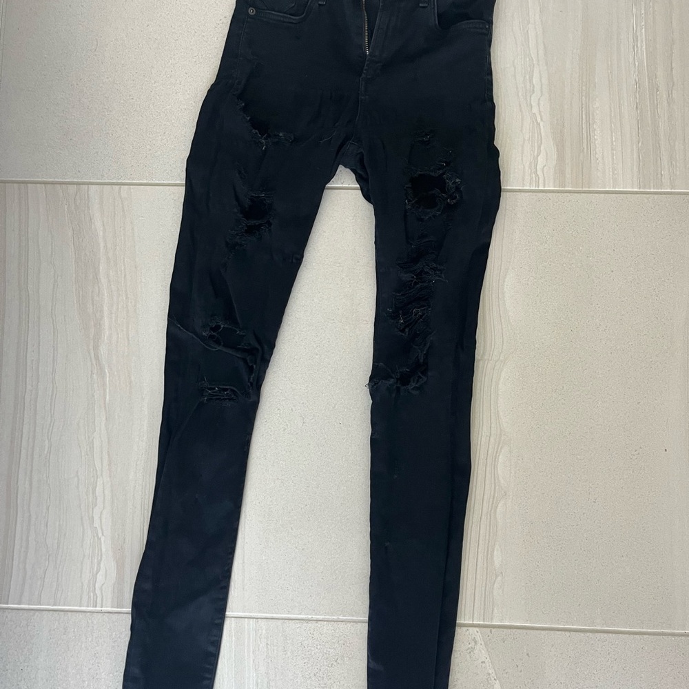 Agolde Black Skinny Distressed Jeans